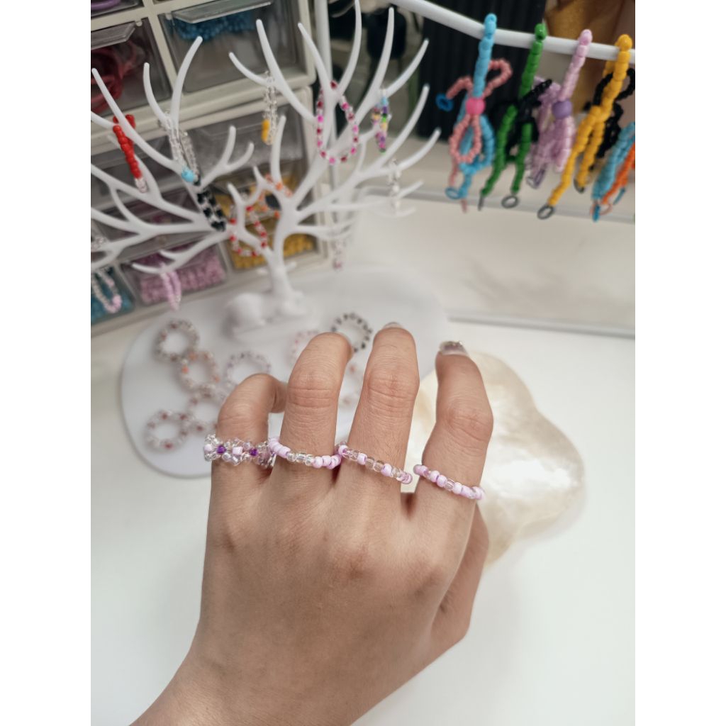 Set cincin manik isi 4 (Lover Lilac)