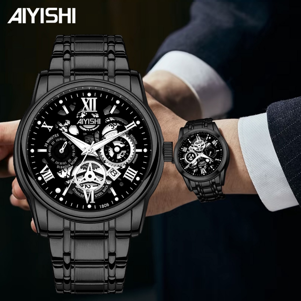 Jam Tangan Kuarsa Bercahaya Tahan Air Pria AIYISHI