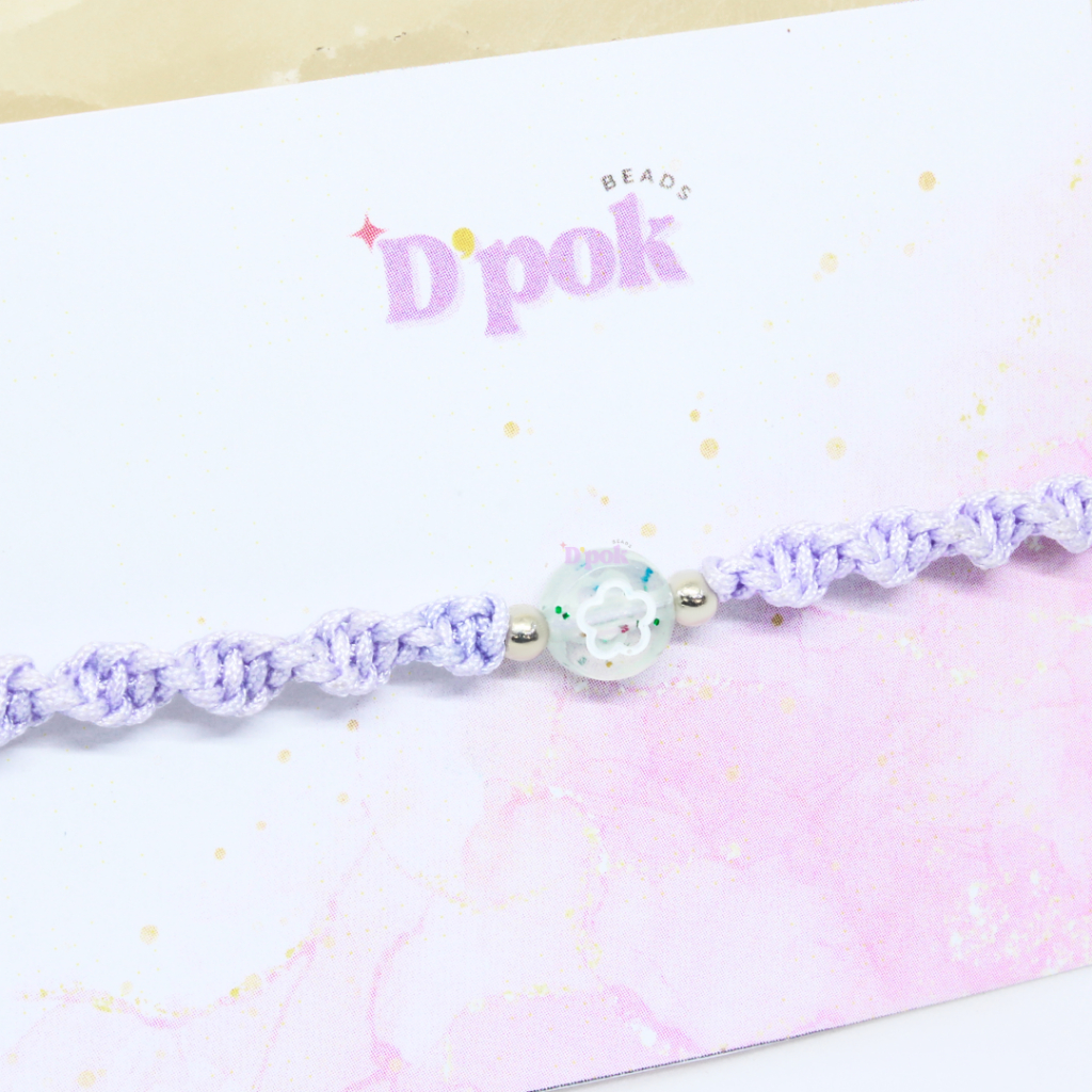 [TERMURAH] - Gelang Manik Tali Bunga Giok Kepang Ungu Pastel BISA COD | D'pok Beads