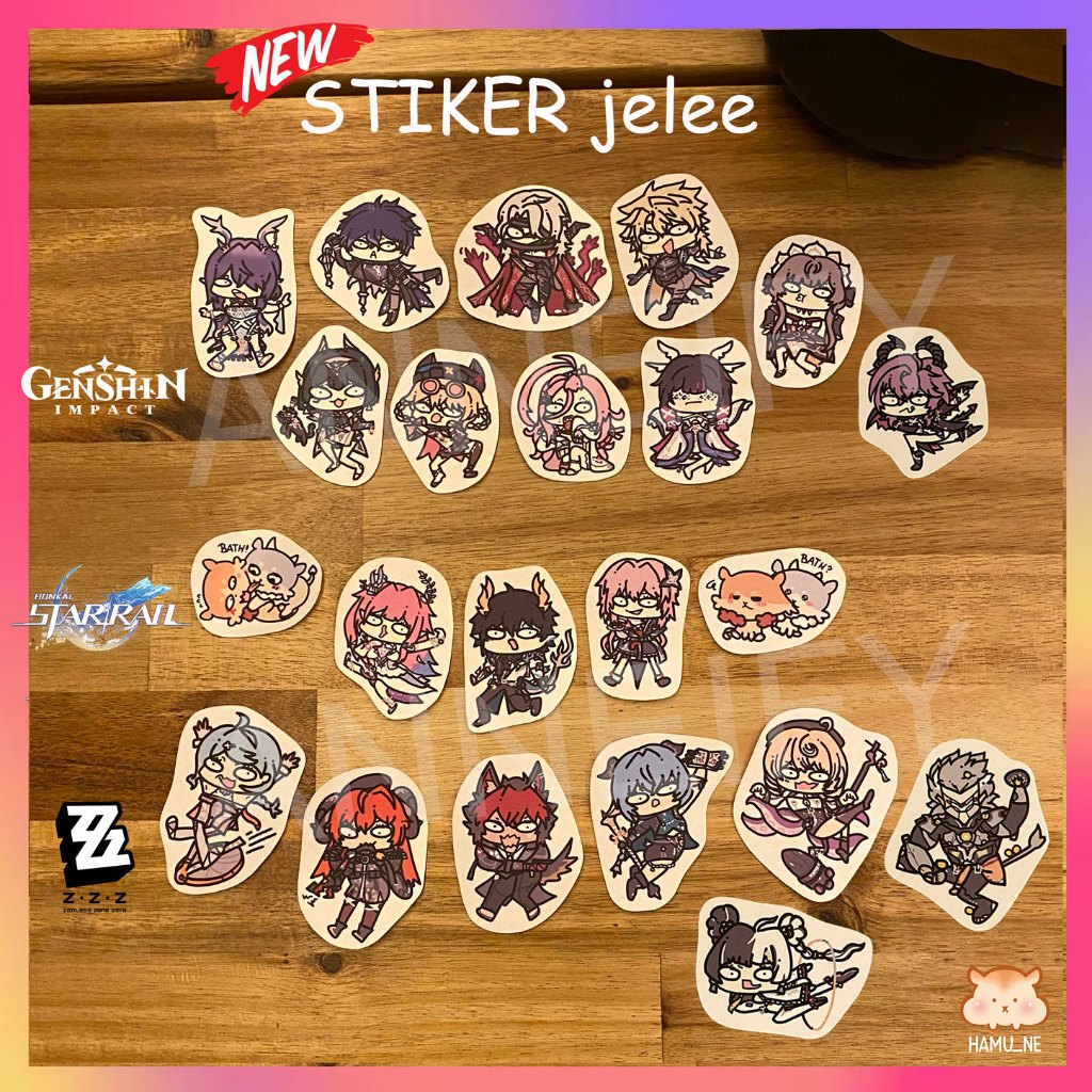 Stiker Sticker Jelee Honkai Star Rail Genshin HSR ZZZ Zenless Zone Zero Durin Dialyn Banyue Lauma Fl