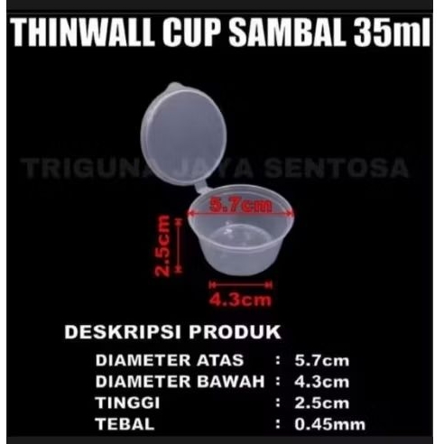 Thinwall Cup Rapat 35ml Perbuah Bulat Cup Sambel n Cup Puding