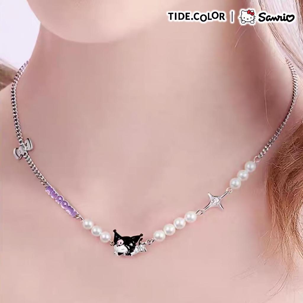 ZGO Necklace Kalung Wanita Kuromi Original Sanrio Tidecolor Perhiasan Jewellery Pearl Cubic Zirconia