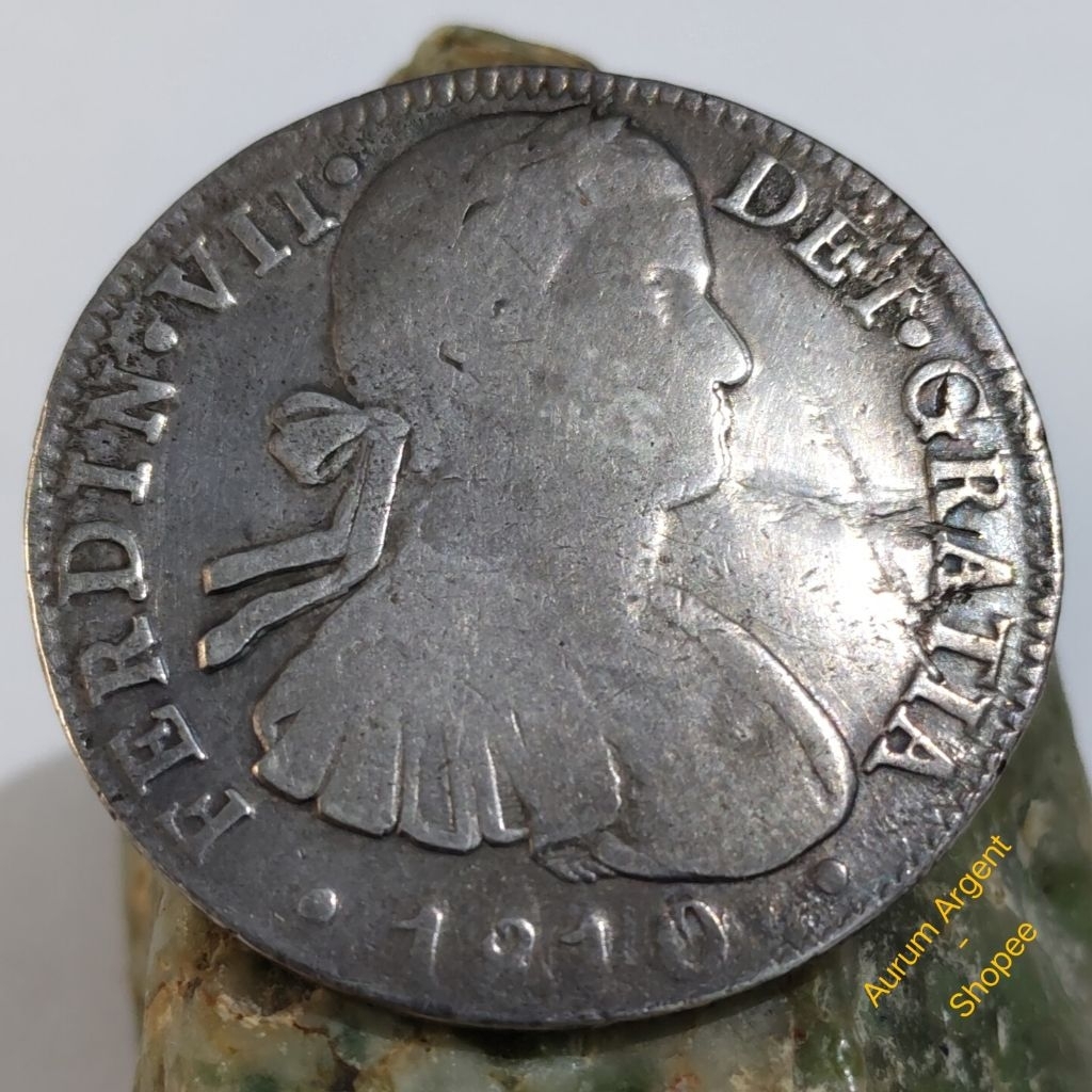 Y.91-- 1 PC KOIN PERAK KUNO ASLI OM 8R.H.J FERDIN VII TH 1810. -- SILVER COIN --