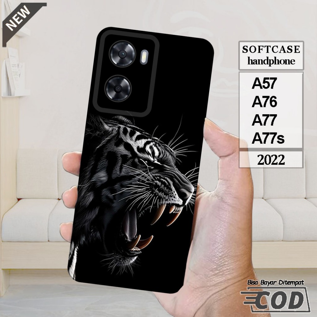 Case OPPO A57 _OPPO A76 _OPPO A77 _OPPO A77s  -Casing Silikon  hitam bening lentur elastis keren
