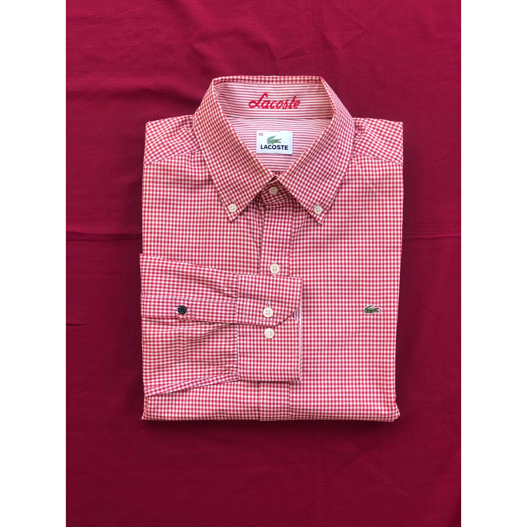 kemeja gingham lacoste original