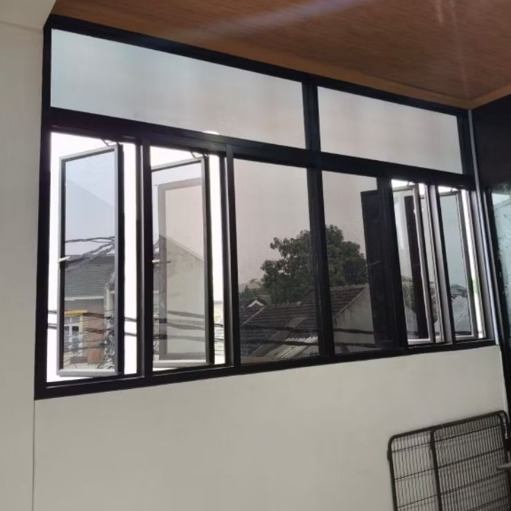 Kusen Jendela Double Dan kaca mati aluminium