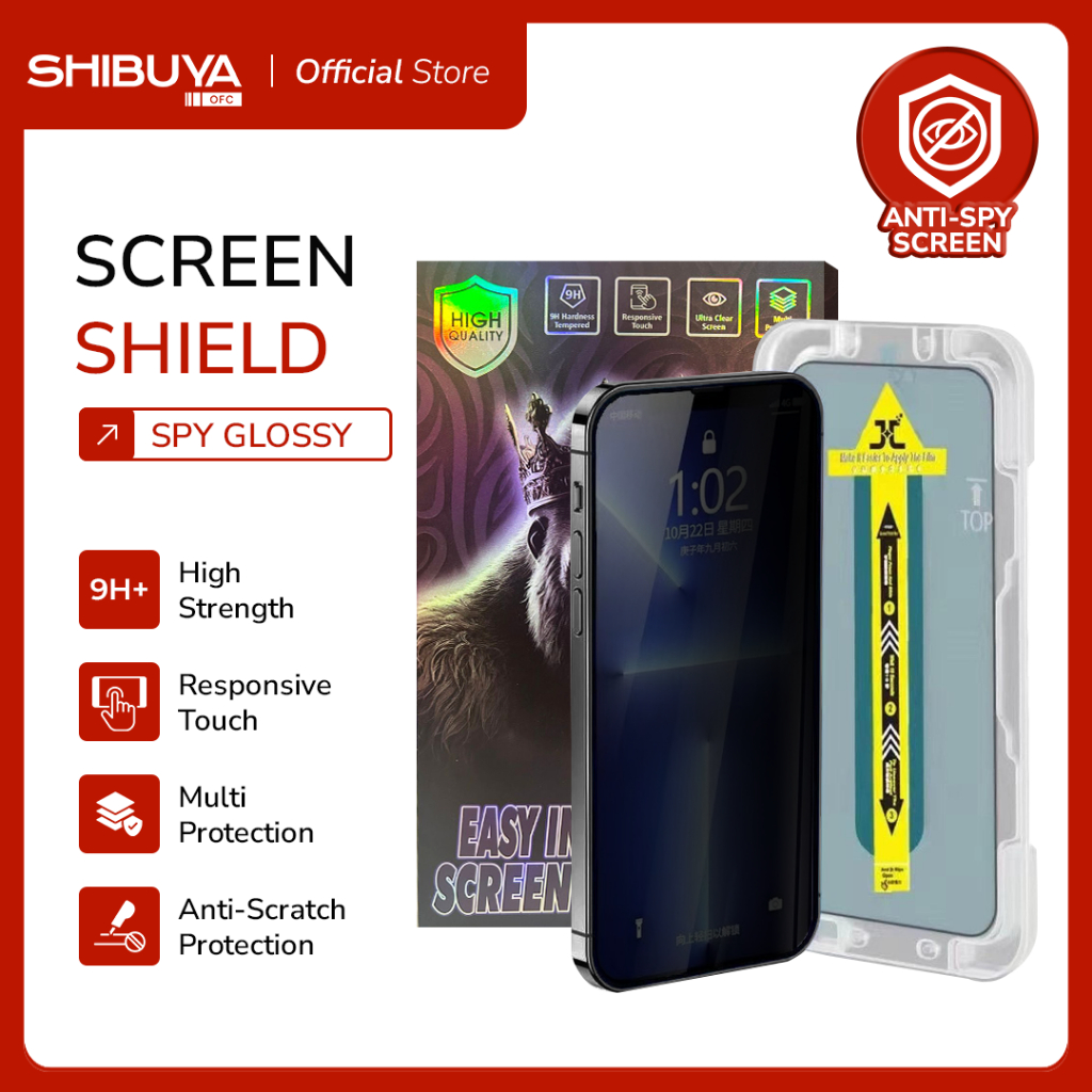 Tempered Glass SHIBUYA SPY iPhone 11 12 13 14 15 16 Pro Max Full Cover HD Anti Gores Anti SPY