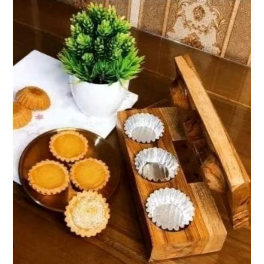 penekan cetakan pie Bahan kayu (Gratis cetakan) cetakan kue pie penekan kue pie bahan kayu lobang ti
