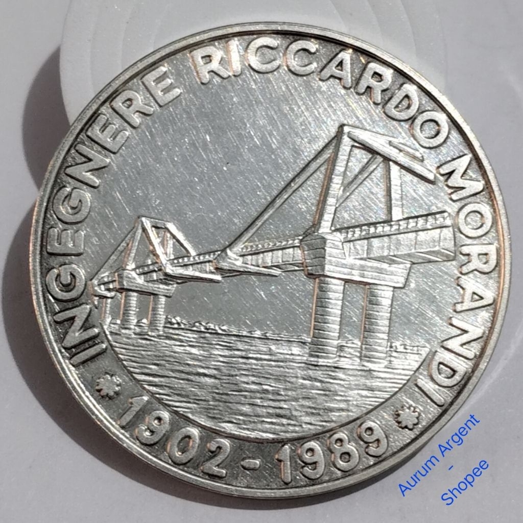 T.18-- 1 PC MEDAL KOIN PERAK ASLI INGEGNERE RICCARDO MORANDI 1902-1989 TH 1995. -- SILVER MEDAL COIN