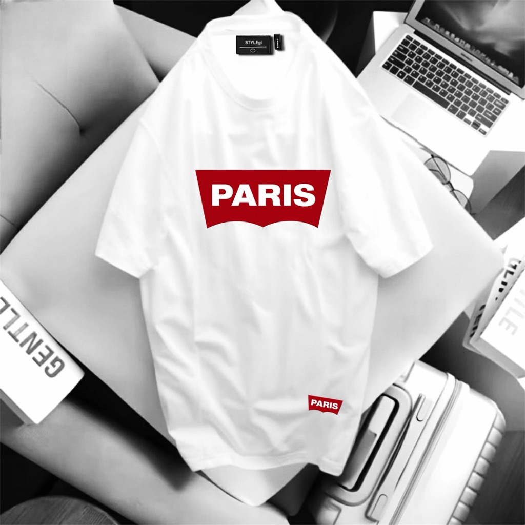 Kaos Distro Pria Premium Logo Paris| Bahan Cotton24s Import | Harga Distributor | Bisa Paket Jualan.