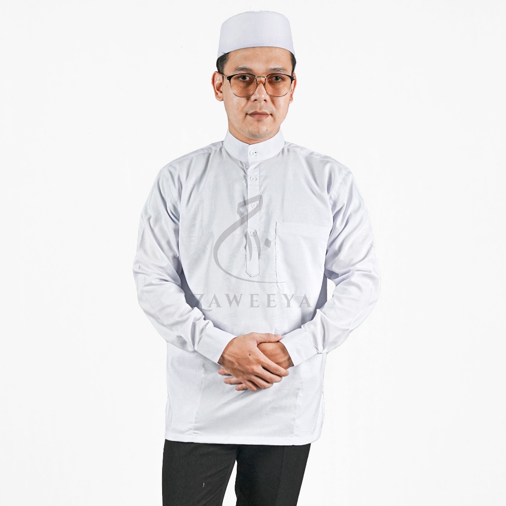 ZAWEEYA Baju Koko Ajmal Series Model Mansur Emboss Polos Warna