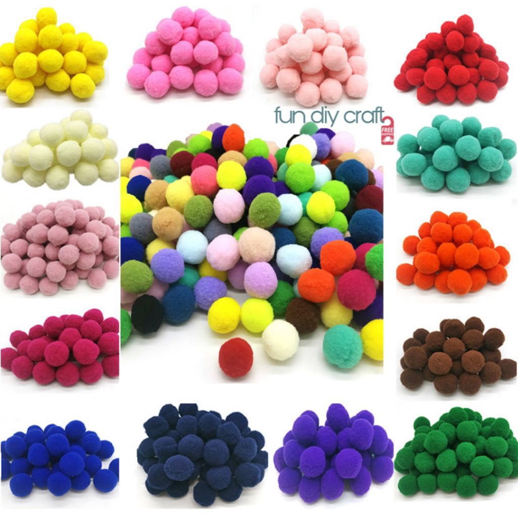 Bola Pompom - 100pcs POMPOM - Pompom Benang - Pompom 1,5cm - Pompom 2cm - Pompom 3cm