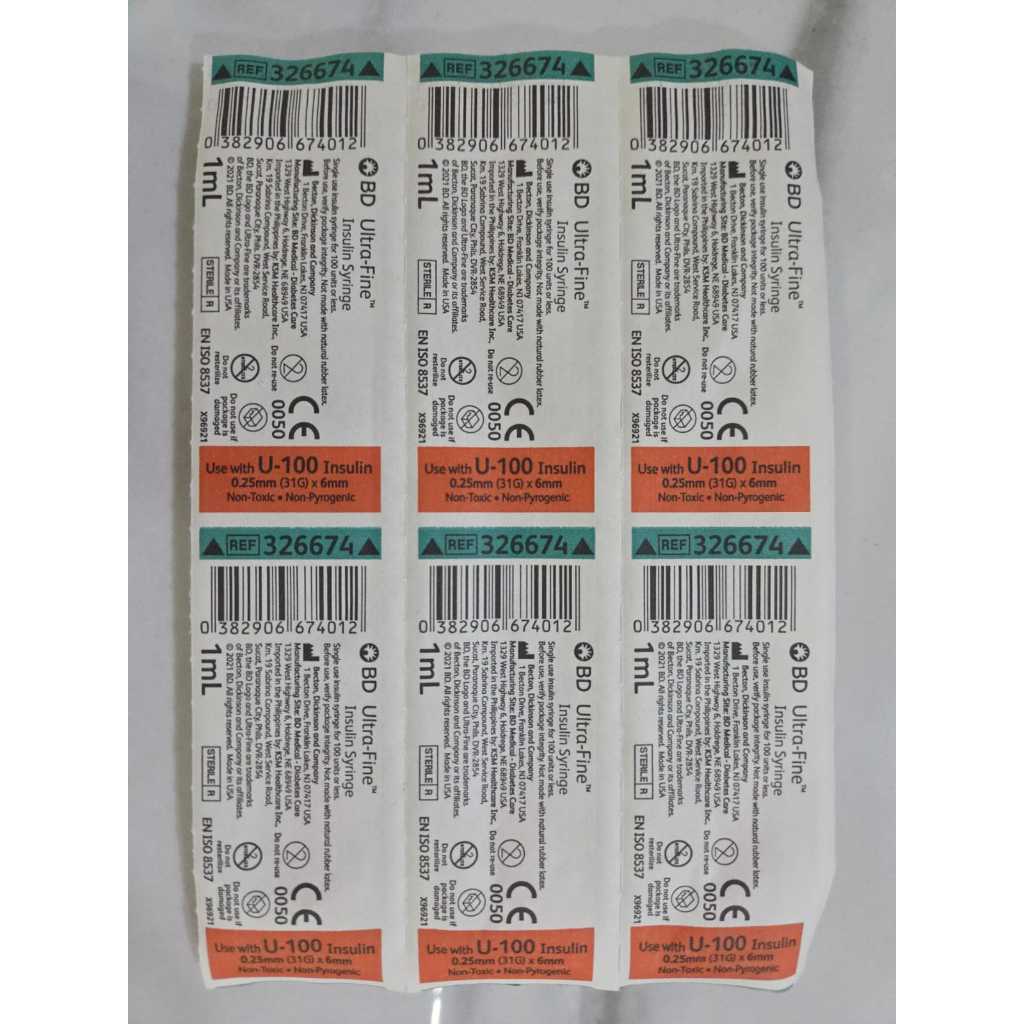 BD Insulin Syringe Ultra Fine 1ml U 100 U-100 Ecer Satuan Per Pcs
