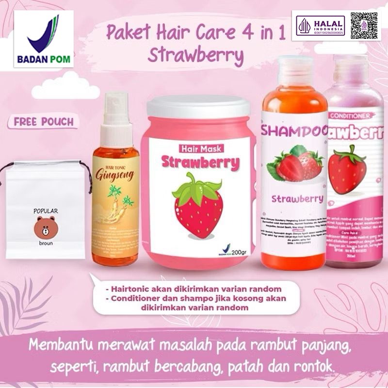 [BPOM & HALAL] PAKET HAIR CARE 4in1 / PAKET HEMAT HAIR CARE / HAMPERS HAIR MASK FREE POUCH - TERLARI