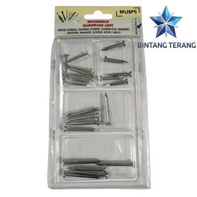 GROSIR Paku Beton Putih + Paku GRC Set 23 Pcs 1" 1 1/4" 1 1/2" Inch HOUSEHOLD MUMS Paku Dinding Temb