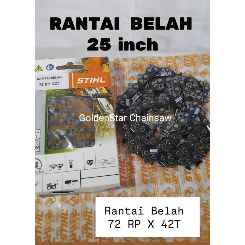 Rantai Belah Stihl 25"/42T.Rantai Belah Stihl Bar 25 inch 42 mata