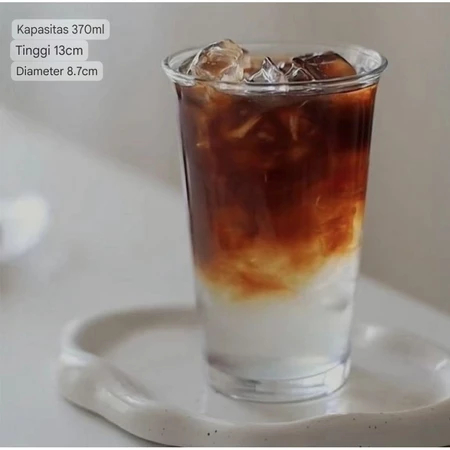 Gelas Cangkir Aesthetic Coffee Teh 1 Pcs Bahan Kaca Polos Panjang Gelas Minum