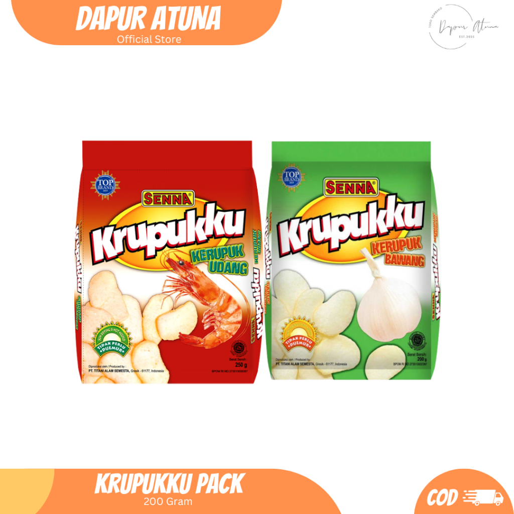 kerupuk mentah Senna Krupukku 200gr udangdan bawang