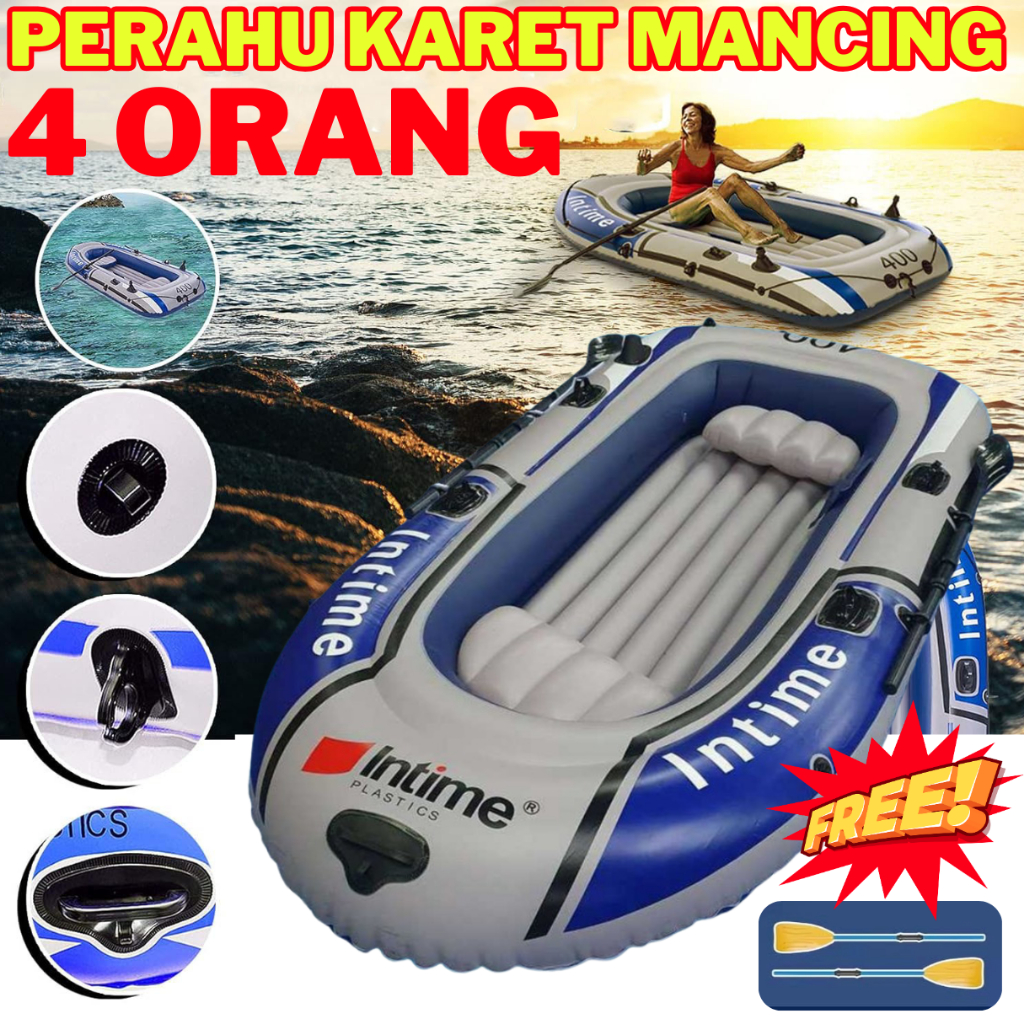 PROMO INTIME 400 Perahu Karet Kapasitas 4 Orang Bonus 2 Dayung YT-099