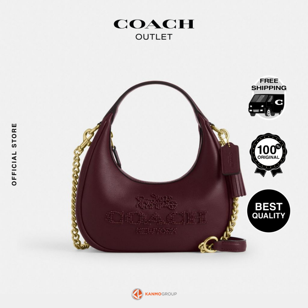 Coach Carmen Mini Crossbody Bag With Beaded Coach Graphic - Tas Selempang Wanita