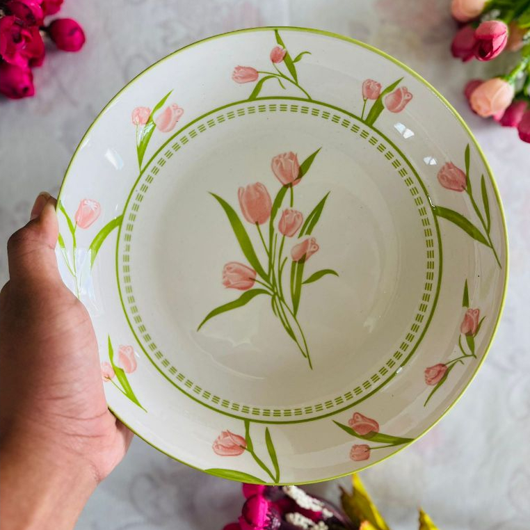 PIRING KERAMIK MOTIF SAKURA JEPANG 8” inc (DAPAT 2PCS)