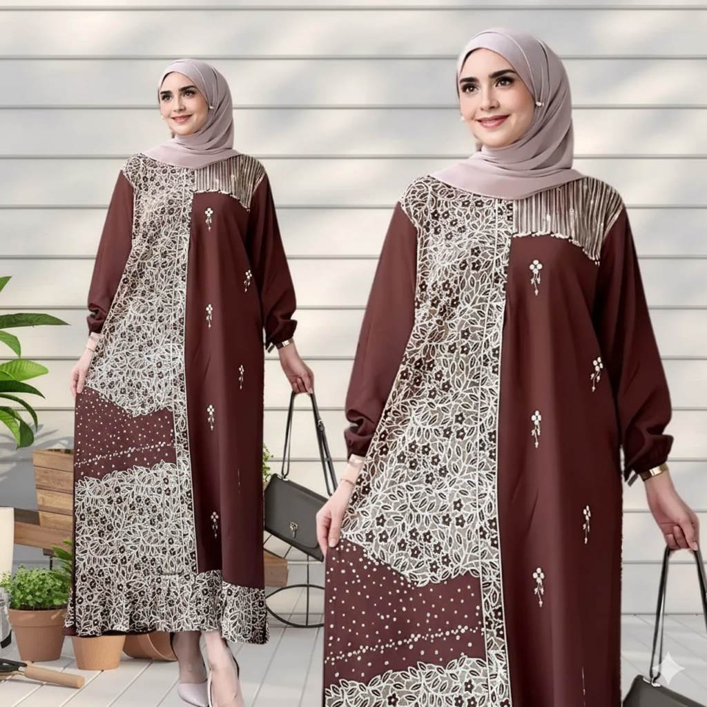Baju Gamis Sonata Wanita Batik Pekalongan Rayon Adem Busui Kondangan Kekinian