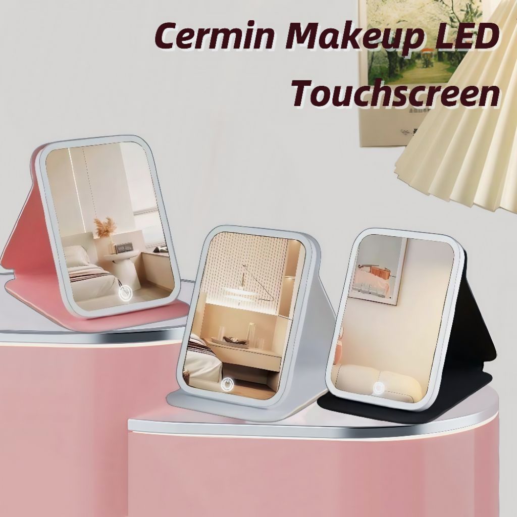 Kaca Cermin Lampu LED Tombol Touchscreen Rechargeable •Indomall•