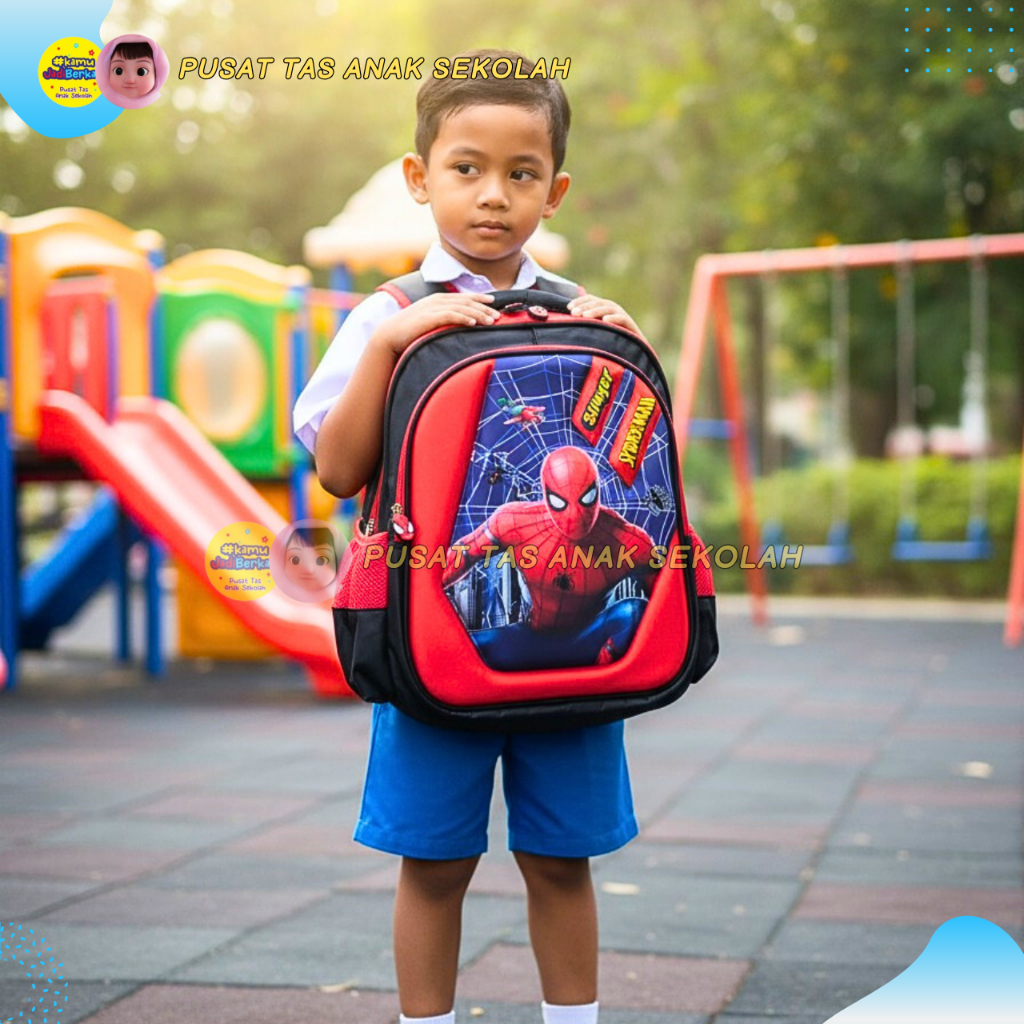 Tas Sekolah Anak Laki Laki TK Cowok Karakter Mobil Superhero