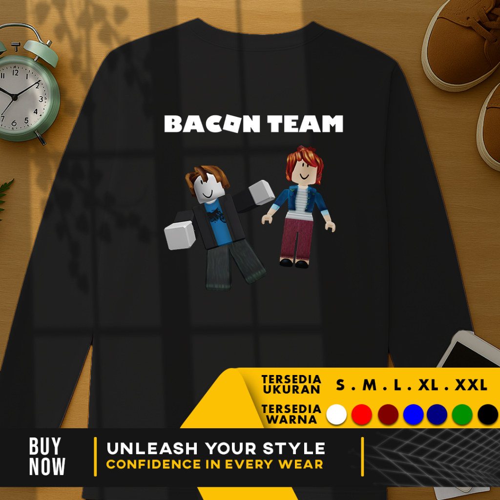 Kaos Baju Roblox Bacon Team Bacon User Only | LENGAN PANJANG | Cotton Combed 30s