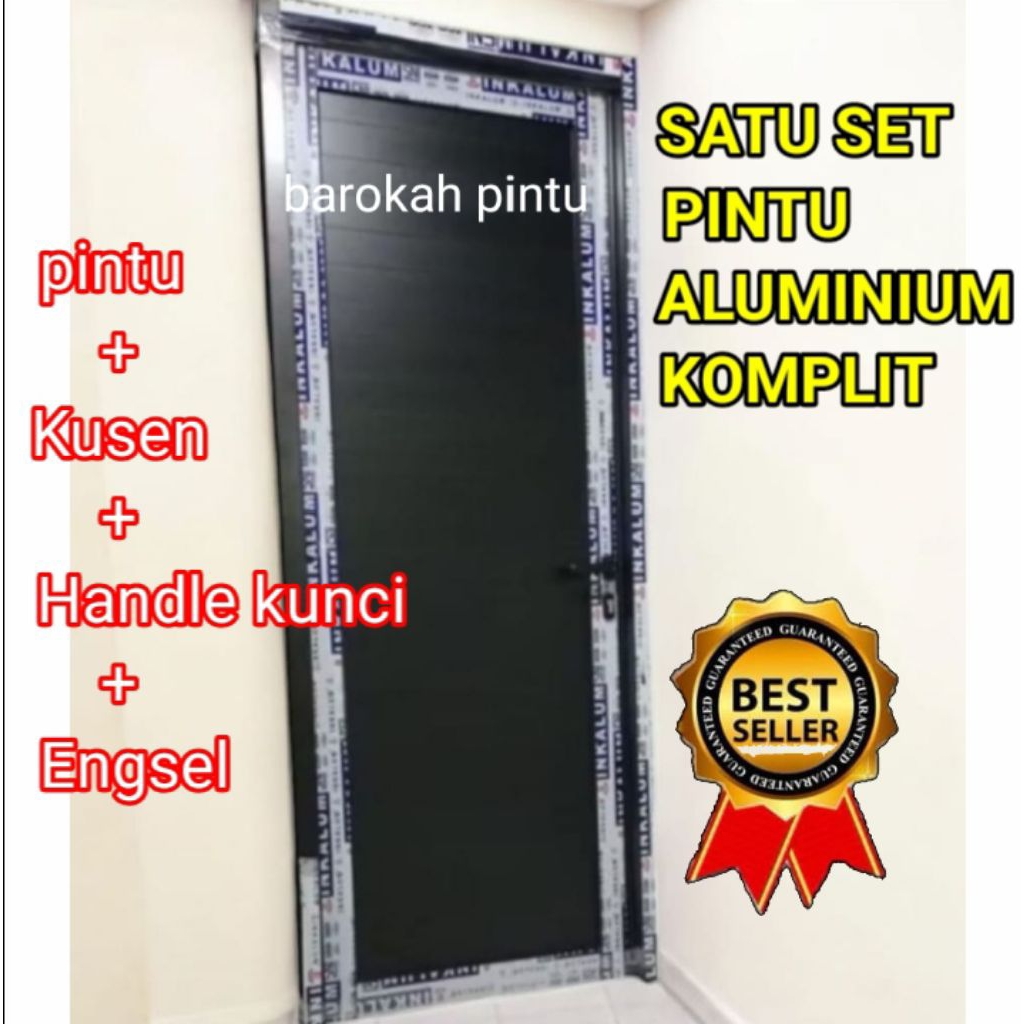 SATU SET PINTU ALUMUNIUM + KUSEN(4in) +KUNCI+ENGSEL FREE PACKING KAYU