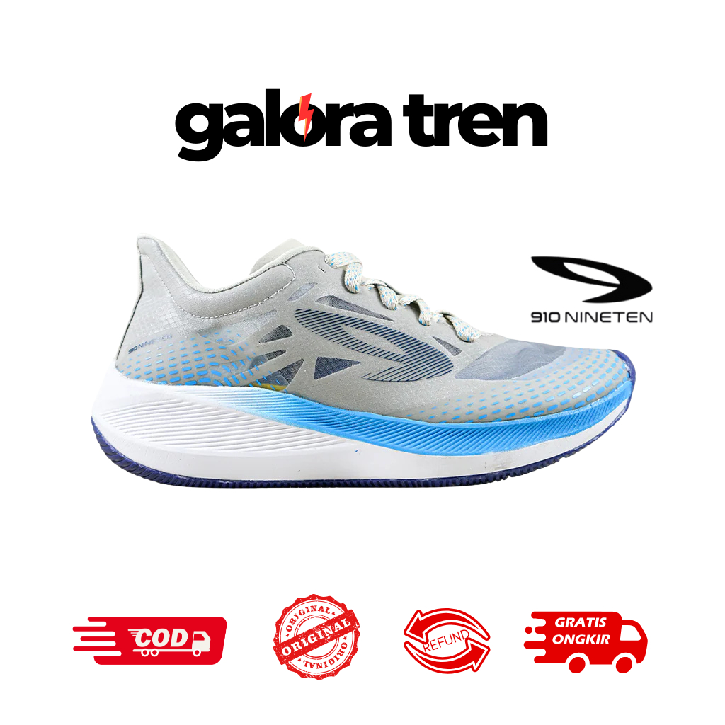 910 HAZE 1.5 ABU MUDA - Sepatu lari Haze 1.5 Abu-Muda/Putih/Biru 910 Nineten Original