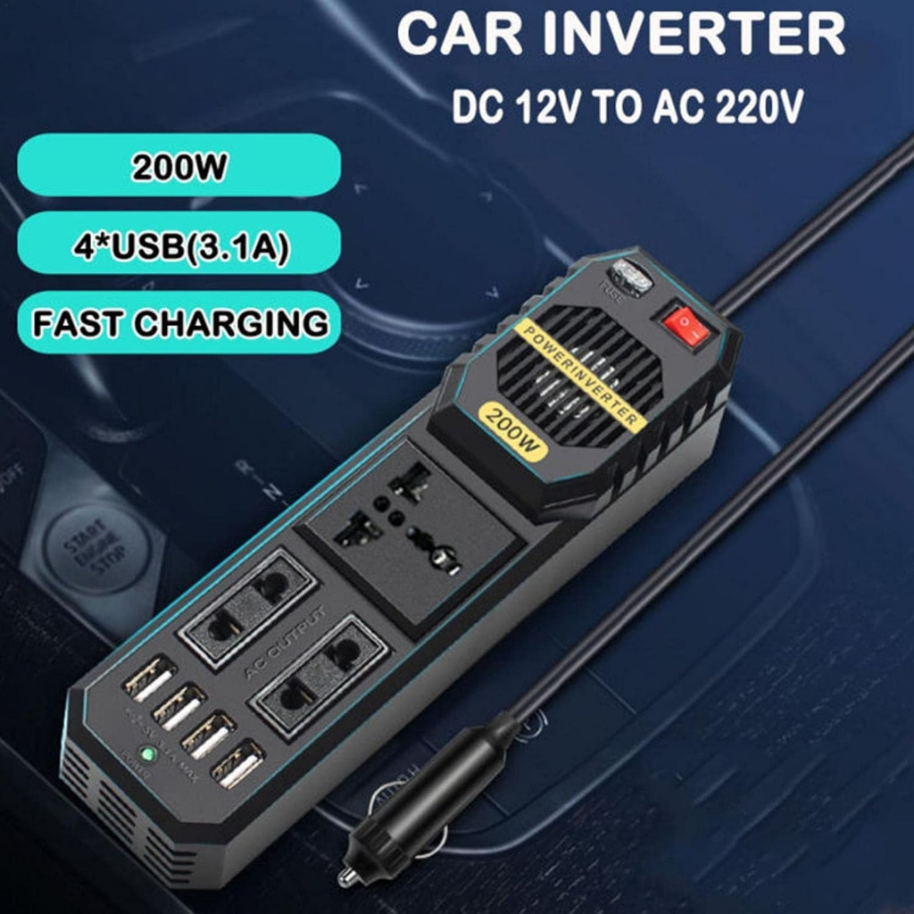 Adaptor Conventer Colokan Listrik Dc 12V To Ac 220V Car Power Inverter Mobil Multifungsi
