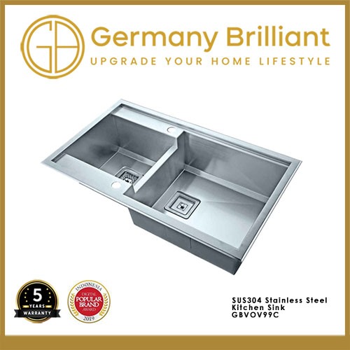 Germany Brilliant Kitchen Sink Bak Cuci Piring Dapur 2 Lubang GBVOV99C