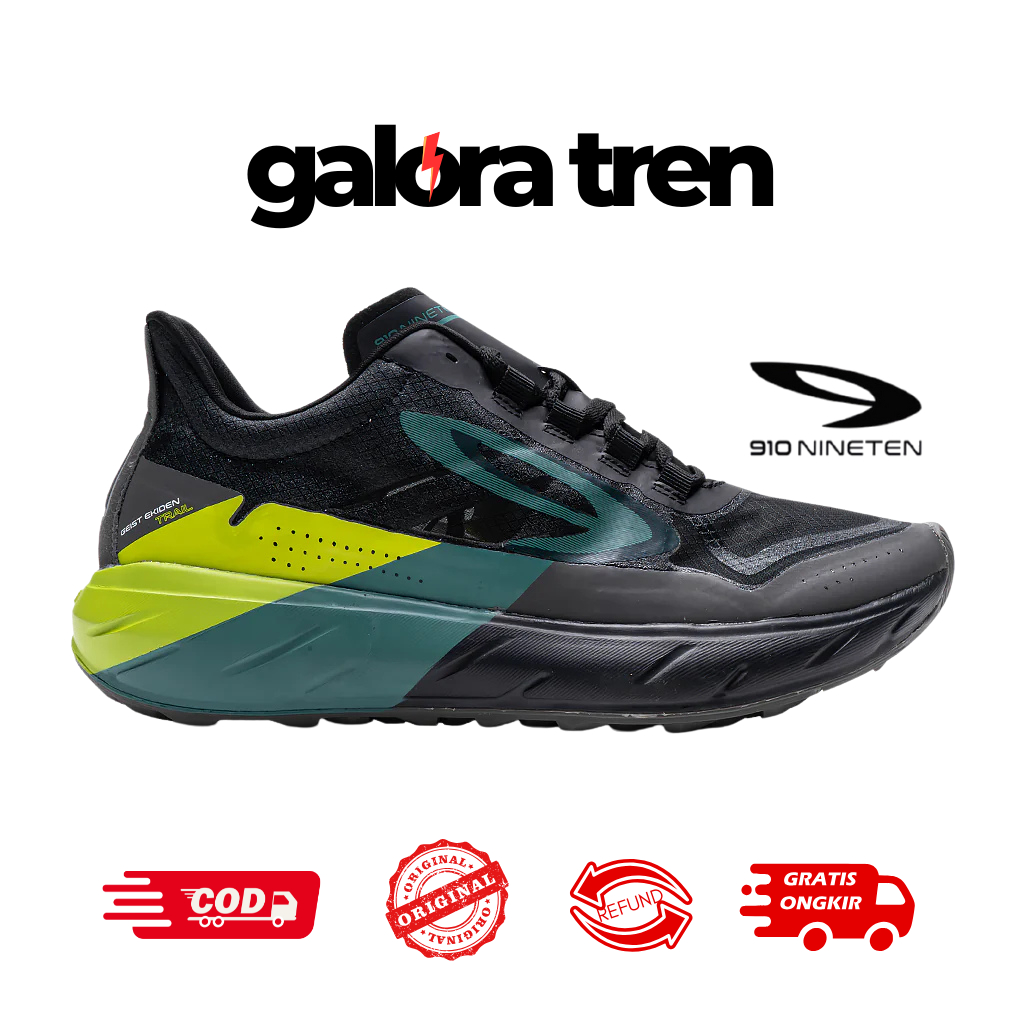 910 GEIST EKIDEN TRAIL HITAM - Sepatu Trail / Geist Ekiden Trail HITAM/HIJAU-TUA/HJ-LIME / Trail 910