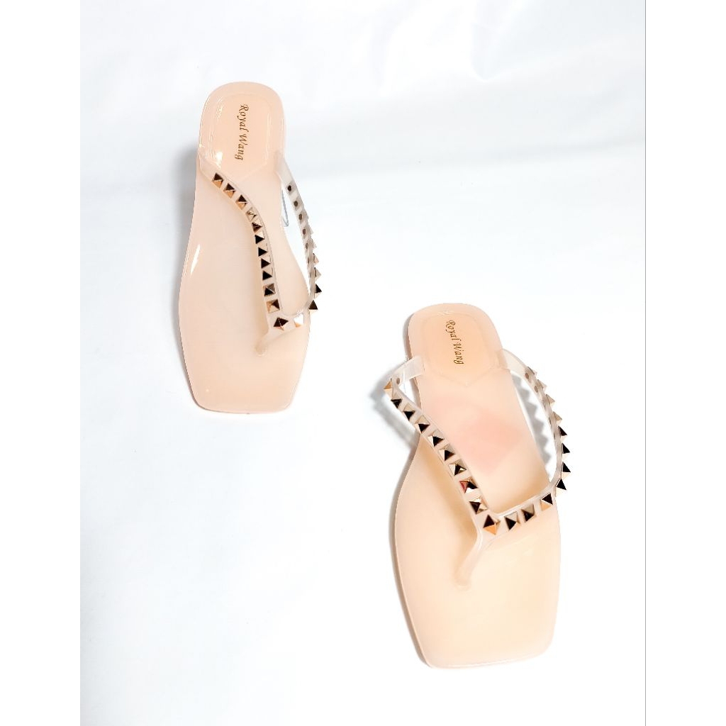 Sandal Jepit Jelly Royal Wang dengan hiasan stud