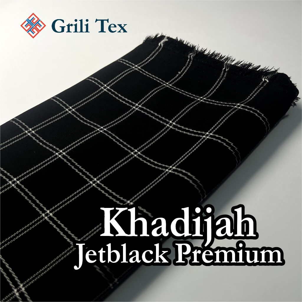 Khadijah Jetblack Premium - Kain Gamis dan Abaya - Motif Salur - 0,5 Meter