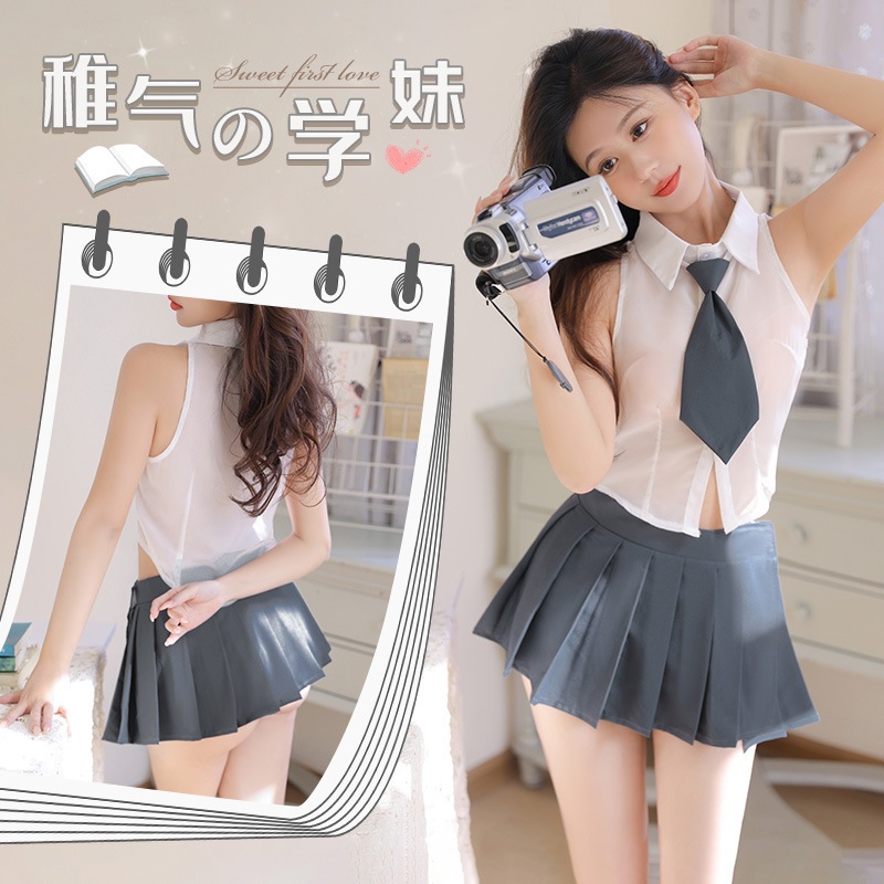Lingering Sexy Transparan Cosplay Bergaya Kampus Baju Haram Baju Seksi Wanita Hot Seragam Godaan