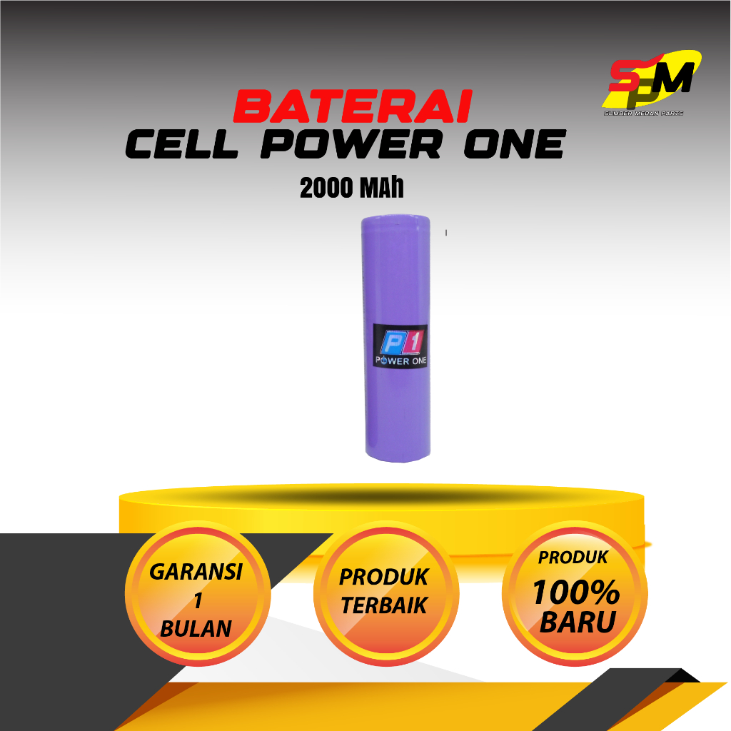 Baterai Rechargeable Cell Power One 18650 2000mAh Li-ion 3.7V Cocok Untuk Senter LED, Vape, Mainan R