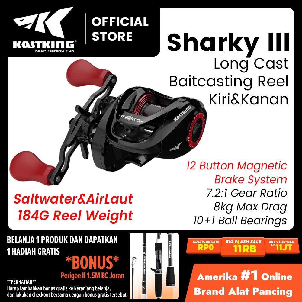 [OFFICIAL] KastKing Sharky III Long Cast Reel BC Baitcasting Reel Pancing Gulungan Pancing, Rasio Gi