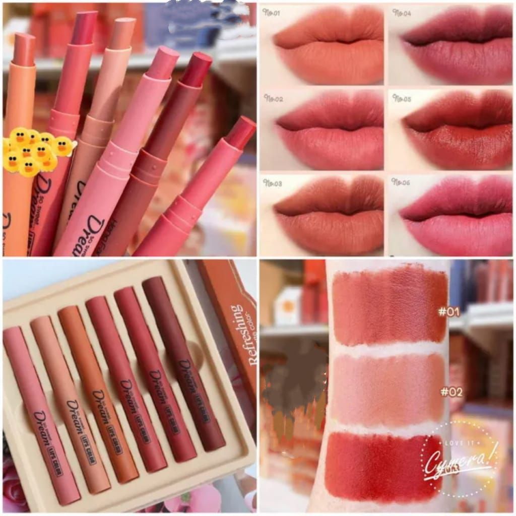 NEW PERPACK!! LIPSTIK MATTE DREAM TO SWEET 6 WARNA LIPSTIK MATTE PIGMENTED