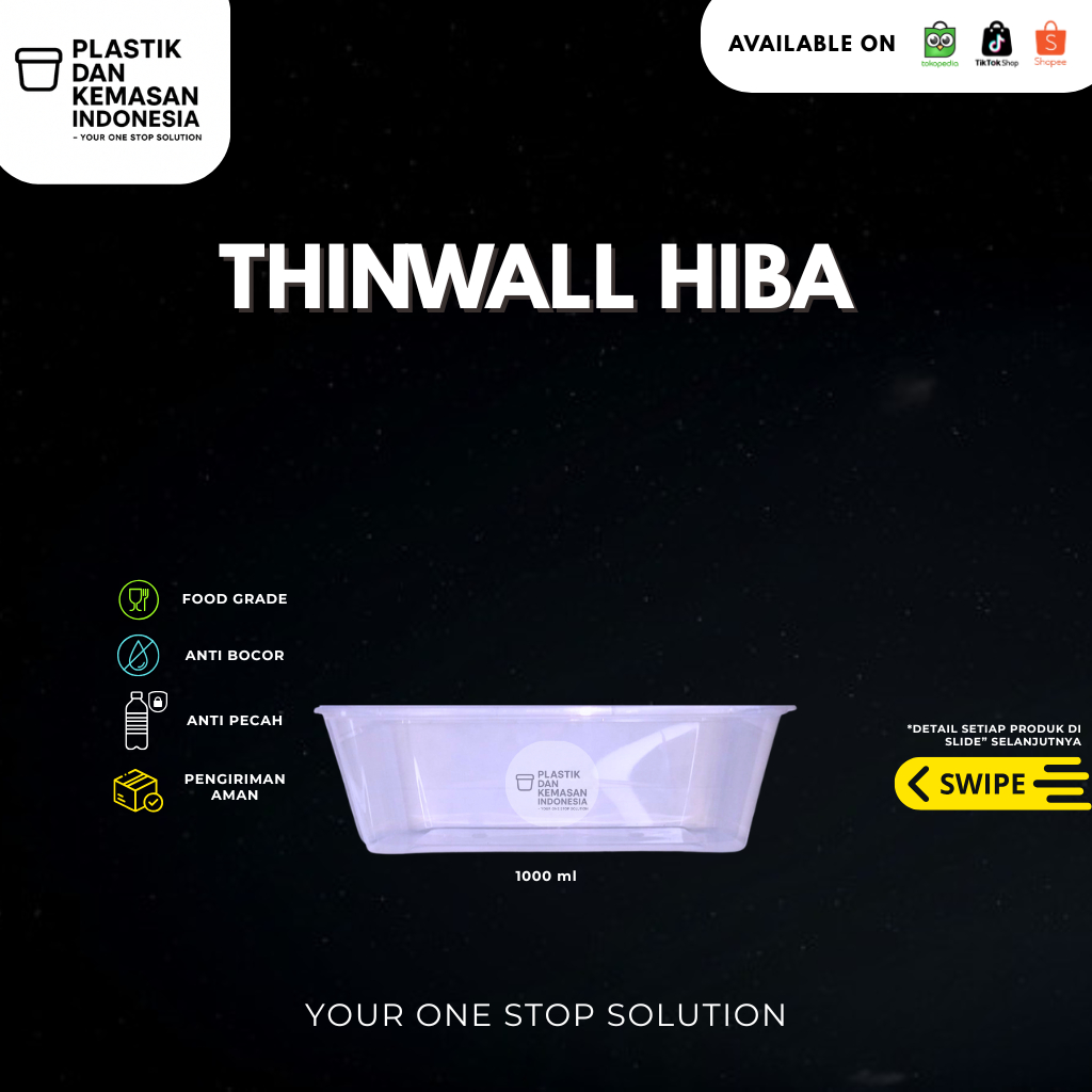 Thinwall Pp Hiba 1000ml, 750ml, 650ml (25 pcs)