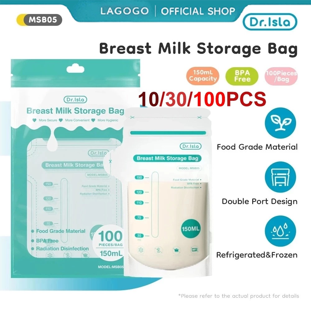 Dr.isla Kantong ASI Aman Tidak Beracun Portabel BPA Free 150ml 10/30/100Pcs Breastmilk Storage Bag M