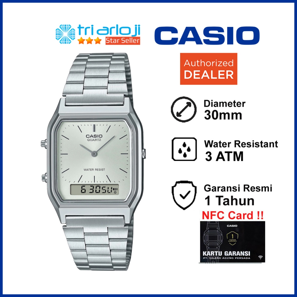 CASIO AQ-230A-7AMQYDF Jam Tangan Unisex Stainless AQ-230A-7A AQ230A AQ 230A 7AMQYDF