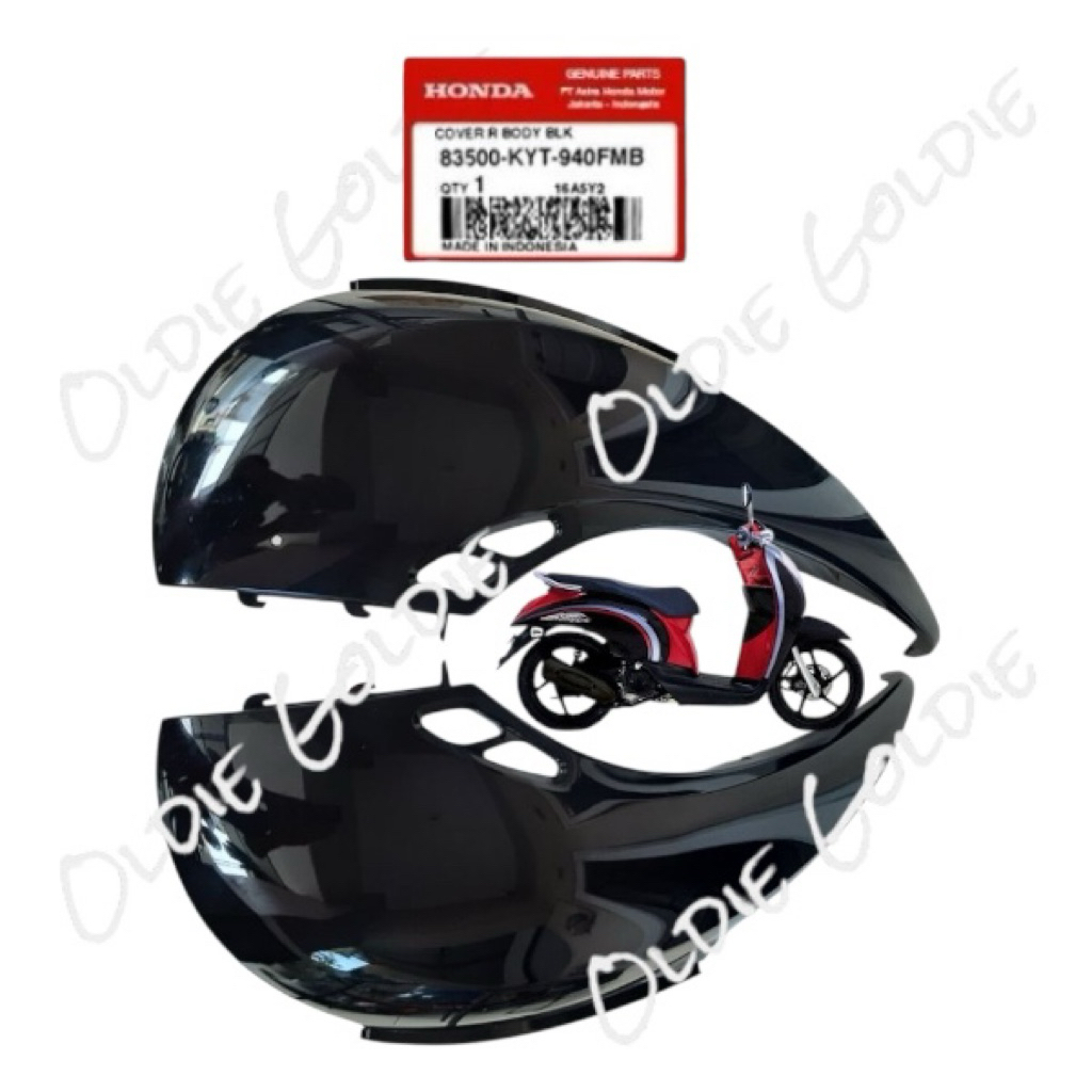 83500-KYT-940FMB 83600-KYT-940FMB Cover Body Kanan dan Kiri Honda Scoopy Karbu Hitam ORI AHM