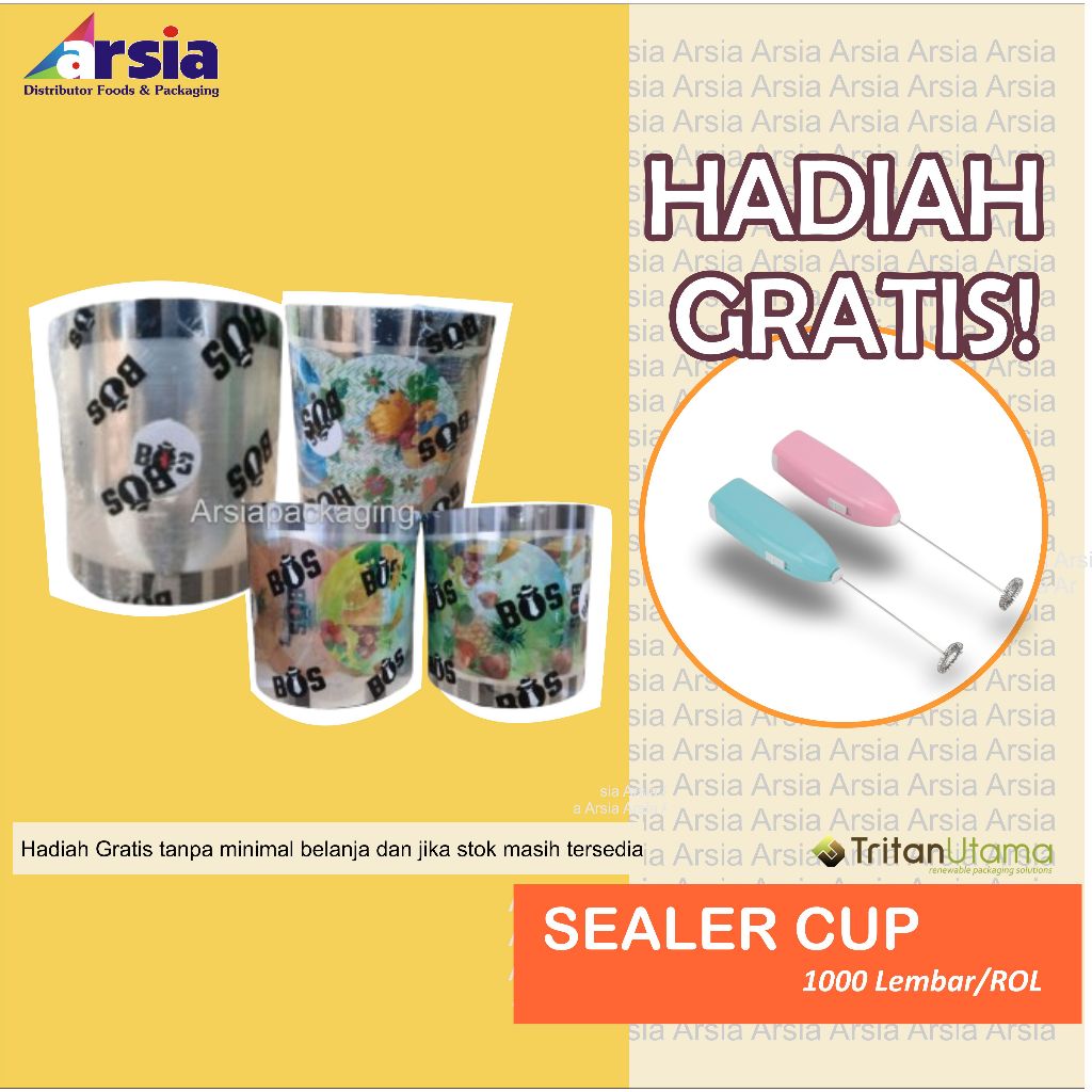 Sealer Cup Jus - Seal murah -  Bos / Plastik Lid Cup Polos/Kartun/Buah- 500 lembar / Tritan Utama (a