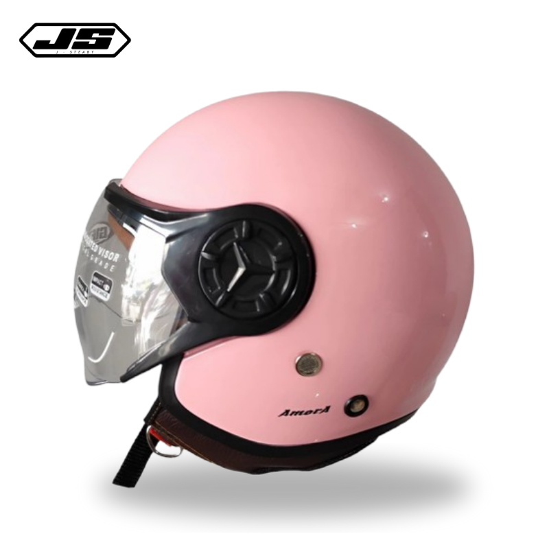 Helm BOGO GIFT AMORA Wanita Hijab Helm Cewek Murah /  Helm Half Face sudah SNI Warna Pink Glossy
