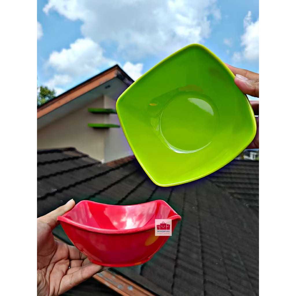 ( 3 Pcs ) Mangkok Kotak Lengkung Melamin 6" - Mangkok Melamine Unica M 5966