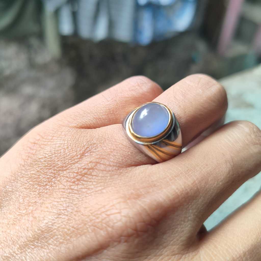 Ring 8,5 Cincin Giok Asli Burma lavender Jadeite jade Titanium dimensi 12x10x7 mm kode CG29