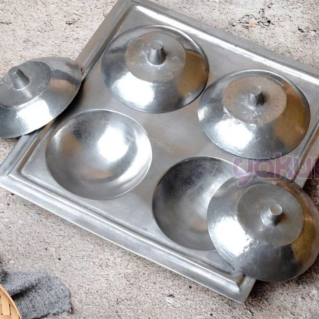 CETAKAN KUE SURABI / SERABI 4 LUBANG + TUTUP TEBAL / CETAKAN SERABI Loyang Cetakan Kue Serabi + Tutu