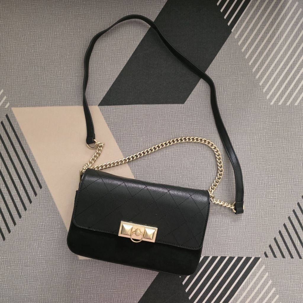 Aldo Women's Hand Bag Sling Bag Crossbody Bag Chain Potete - Tas Rantai Selempang Hitam Black Aldo -